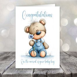 Cartão New Baby Boy Congratulations Teddy Bear Card