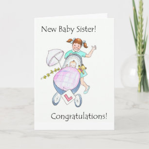 Cartão New Baby Sister Congratulations Card