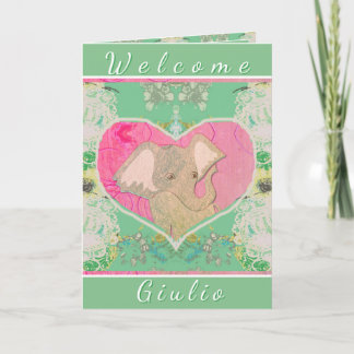 Cartão New Baby w/Elephant Folded Greeting Card