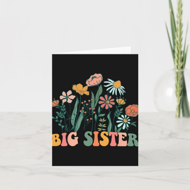 Cartão New Big Sister Wildflower First Birthday &amp; Bab (Frente)