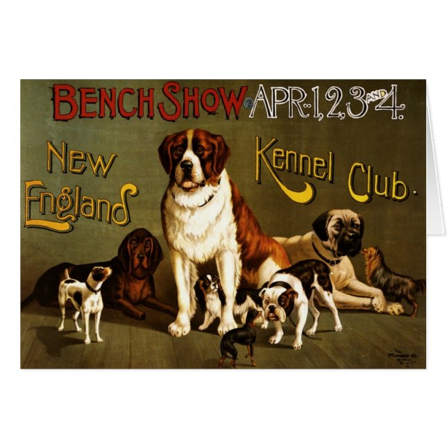 Cartão New England Kennel Club c.1890 show poster (Frente Horizontal)