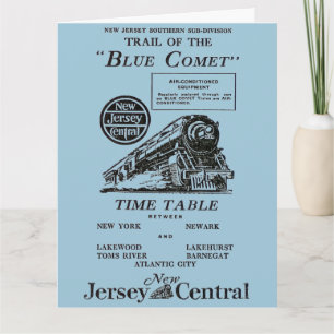 Cartão New Jersey Central Blue Comet Train Greeting Card