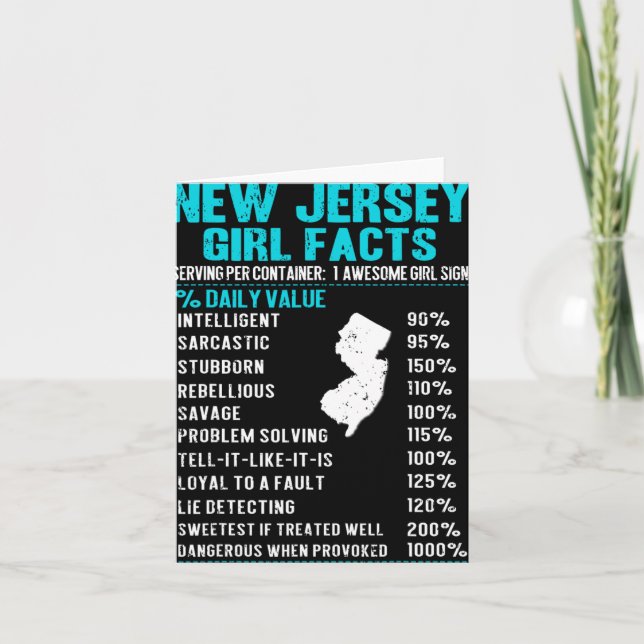 Cartão New Jersey Girl Facts Funny Birthday Gift Born In  (Frente)