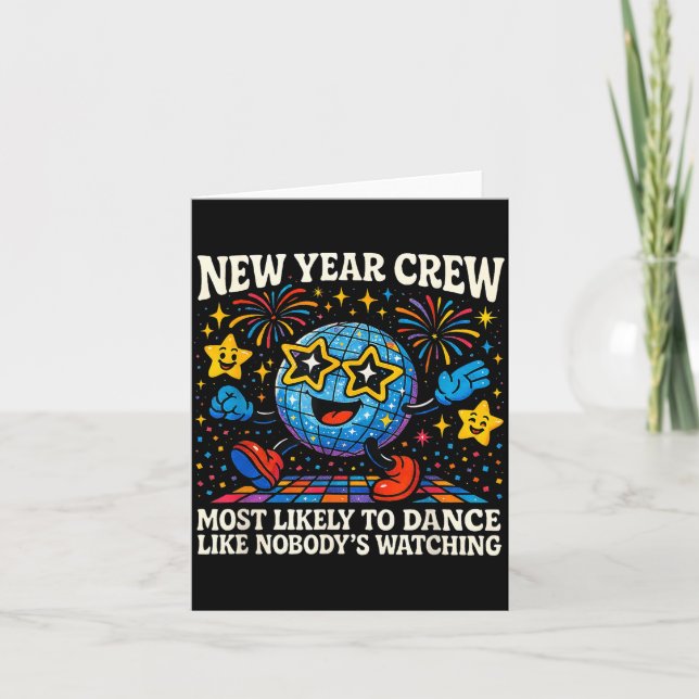 Cartão New Year Crew Most Likely To Dance Retro Party  (Frente)