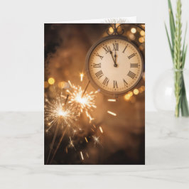 Cartão New Year Sparklers With Countdown Clock