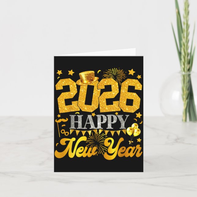 Cartão New Years Eve Party Supplies 2026 Happy New Year F (Frente)