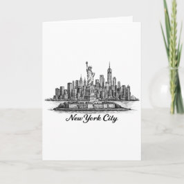 Cartão New York City Skyline Line Art Illustration