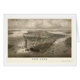 Cartão New York, mapa panorâmico de NY - 1851
