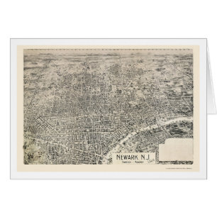 Cartão Newark, mapa panorâmico de NJ - 1895