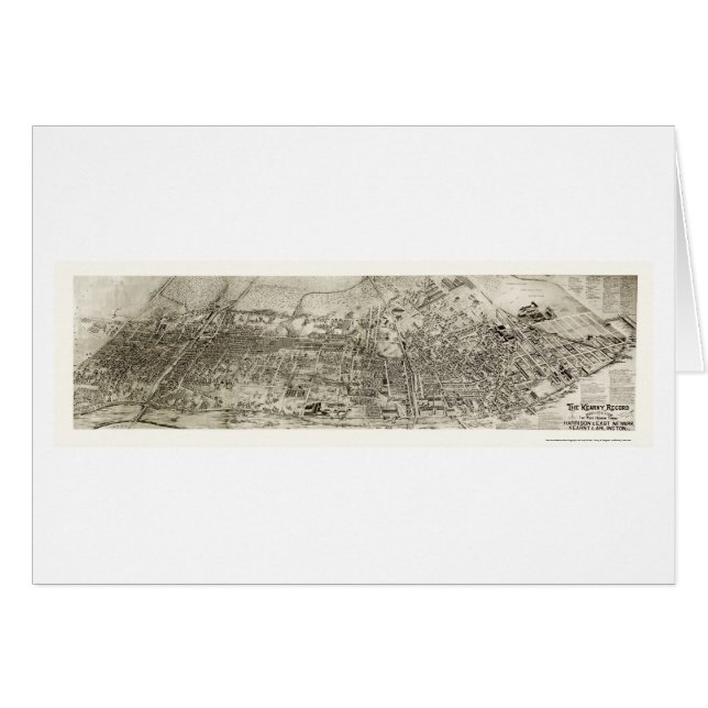 Cartão Newark, mapa panorâmico de NJ - 1907 (Frente Horizontal)