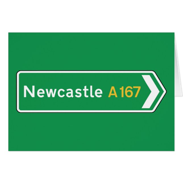 Cartão Newcastle, sinal de estrada BRITÂNICO (Frente Horizontal)