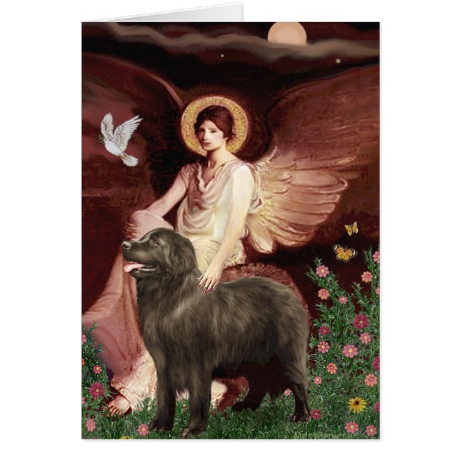 Cartão Newfie (marrom) - Sentado Angel (Frente)