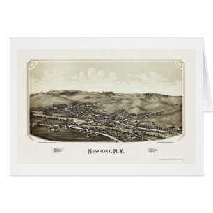 Cartão Newport, mapa panorâmico de NY - 1890