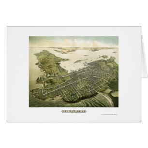 Cartão Newport, mapa panorâmico de RI - 1878