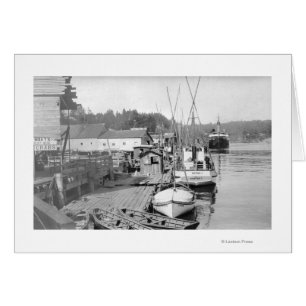 Cartão Newport, Oregon Waterfront View de Barcos de Pesca