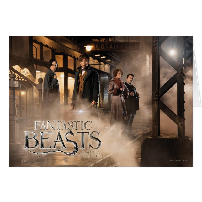 Cartão NEWT SCAMANDER™ & Co. Na Estação de Comboio (Frente Horizontal)