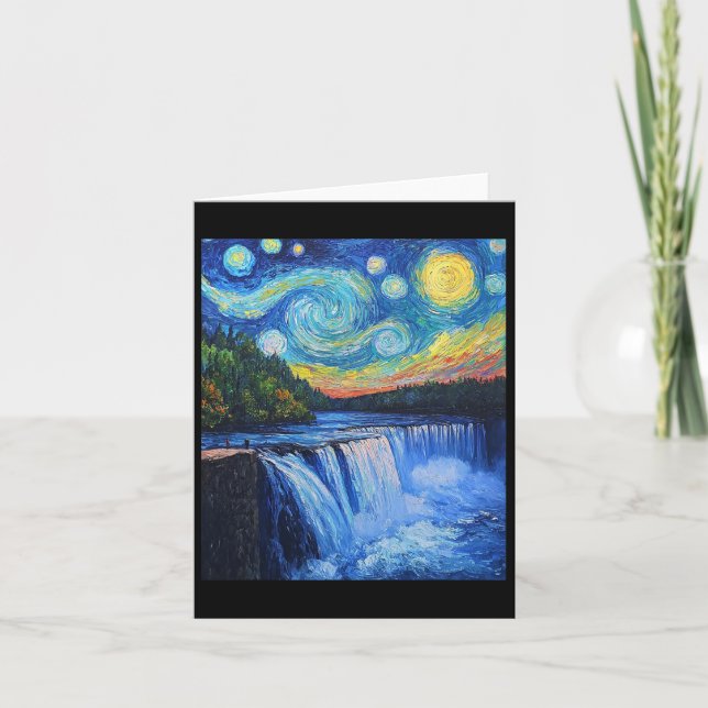 Cartão Niagara Falls - Estilo Van Gogh - Noite Estrelada (Frente)