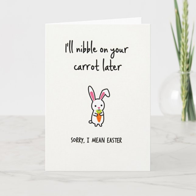 Cartão Nibble Carrot Funny Easter Card (Frente)