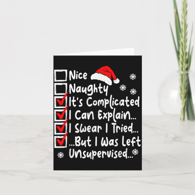Cartão Nice Naughty Multi Checklist Funny Christmas List  (Frente)