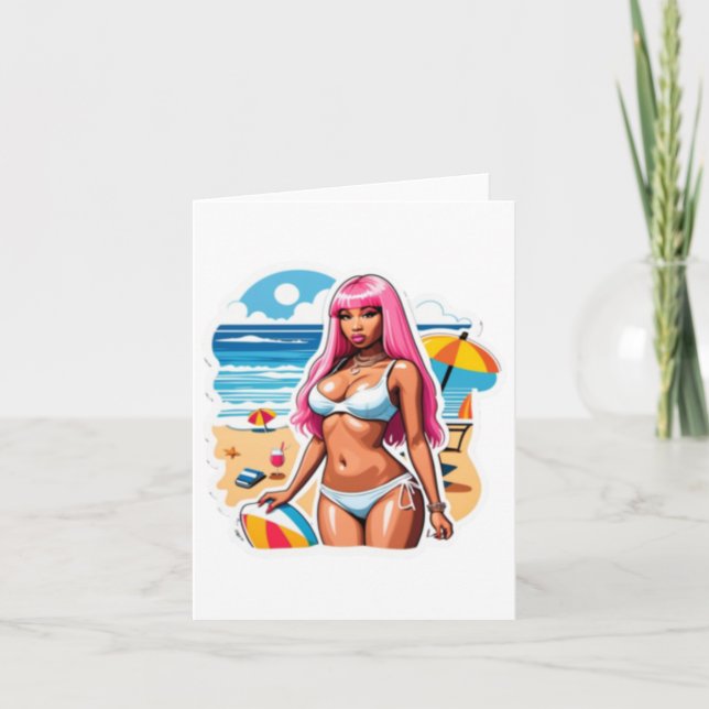 Cartão Nicki Minaj Beach Sticker (Frente)