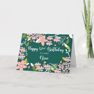 Cartão Niece 32nd Birthday Green Flowers