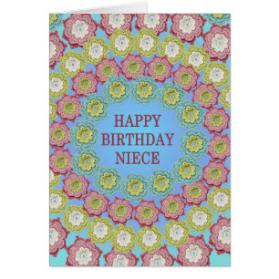 Cartão Niece Birthday Crochet Flowers