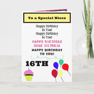 Cartão Niece Birthday Pink NOME DO Cupcake