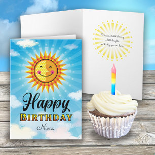 Cartão Niece Birthday Yellow Orange Smiling Sun Card