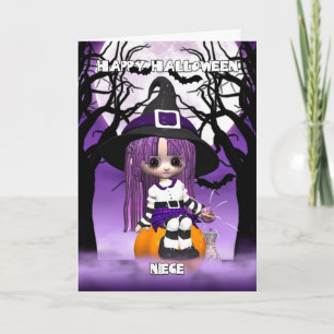 Cartão Niece Cute Witch Halloween Greeting Card