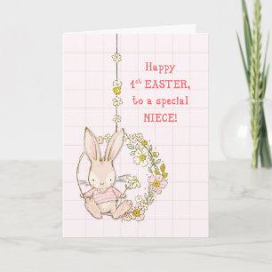 Cartão Niece First Easter Bunny em Swing Flor