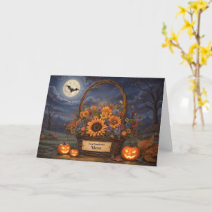 Cartão Niece Happy Halloween Basket de queda Bonito