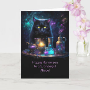 Cartão Niece Happy Halloween Fantasy Negra Gato Negro