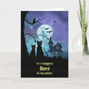 Cartão Niece Happy Halloween Gats Pretos Cute Bats