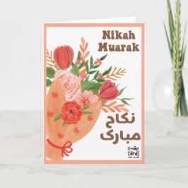 Cartão Nikah Mubarak with Flowers