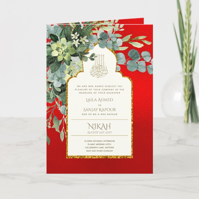 Cartão Nikah Walimah Invitation Program RSVP (Frente)
