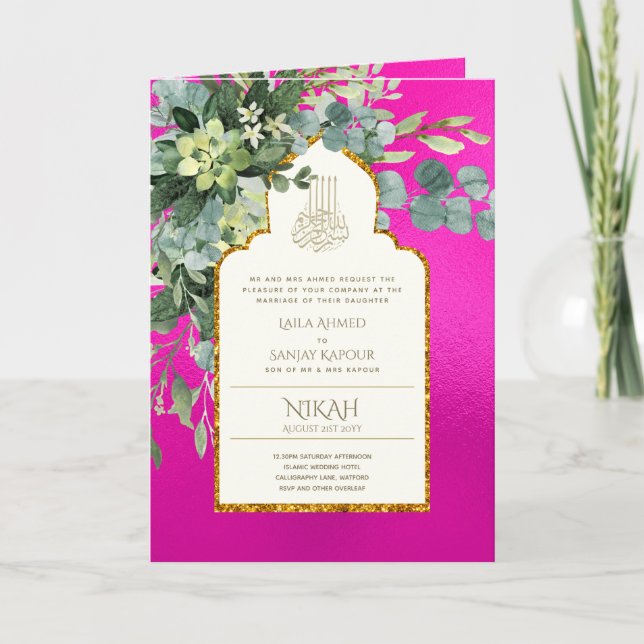 Cartão Nikah Walimah Invitation Program RSVP (Frente)