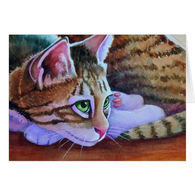 Cartão Nikos Sorta Tabby Cat (Frente Horizontal)