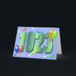Cartão Ninetieth do aniversário 1923<br><div class="desc">Um cartão de aniversário colorido do 90 com balões e flâmulas para o nonagenarian em sua vida! Selo e cartão de harmonização disponíveis.</div>