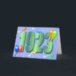 Cartão Ninetieth do aniversário 1923<br><div class="desc">Um cartão de aniversário colorido do 90 com balões e flâmulas para o nonagenarian em sua vida! Selo e cartão de harmonização disponíveis.</div>