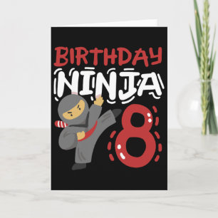 Cartão Ninja de Aniversário de 8 Anos de Idade Karate Kid