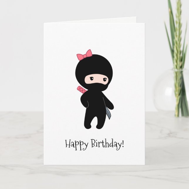 Cartão Ninja Girl Birthday (Frente)