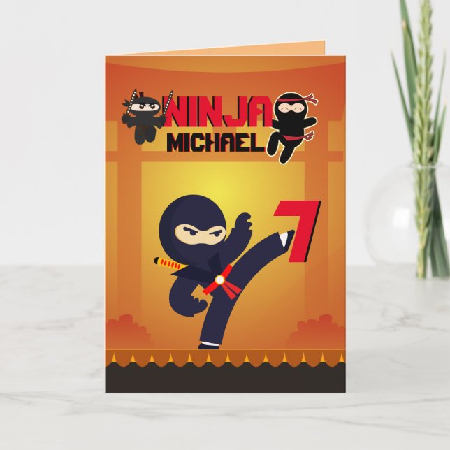 Cartão NINJA Movie Star Warrior Bicking it Karate Kids (Frente)