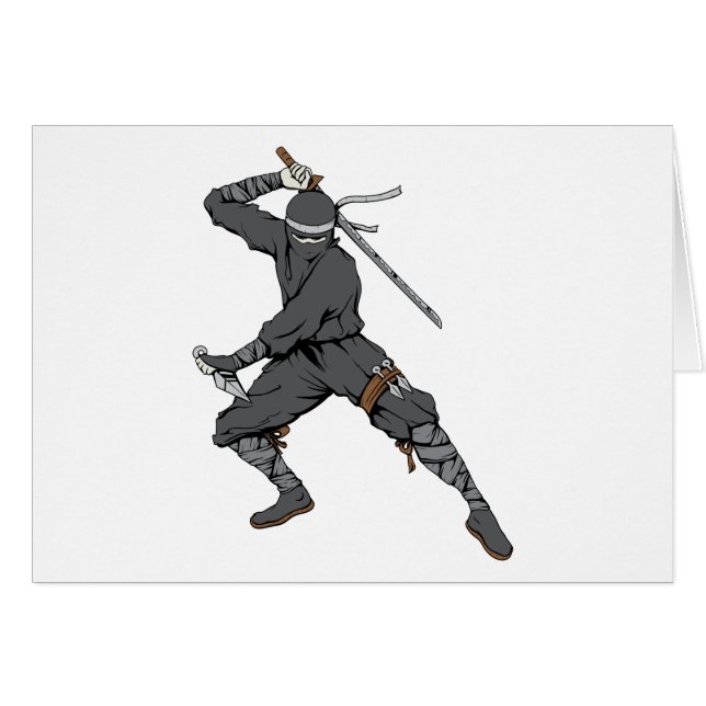 Cartão Ninja ~ Ninjas 2 Artes Marciais Guerreiro Fantasia (Frente Horizontal)