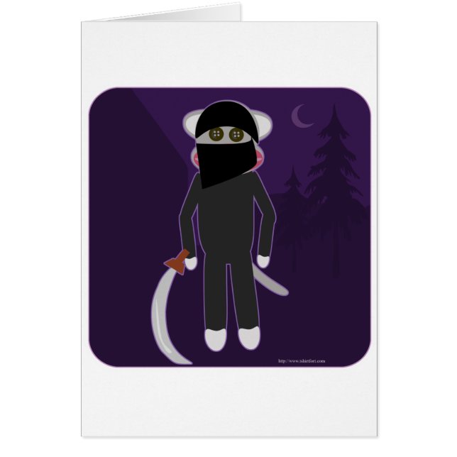 Cartão Ninja Sock Monkey (Frente)