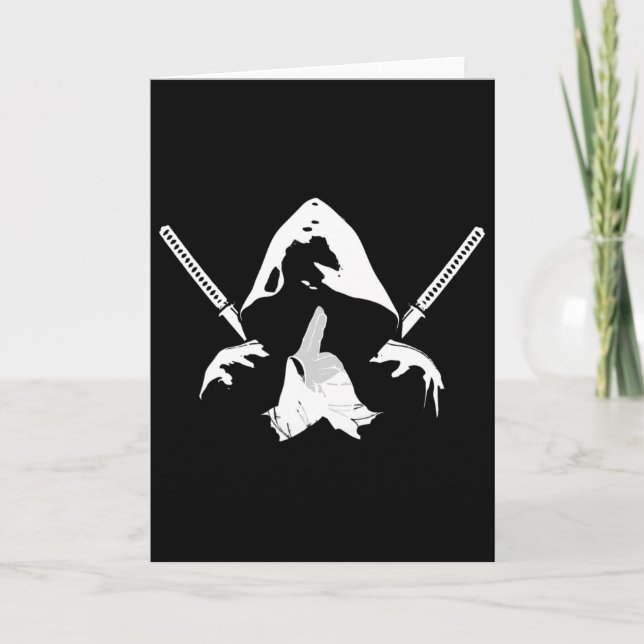 Cartão Ninja Warrior Bushido Samurai Sword Fighter Martia (Frente)