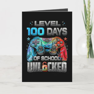 Cartão Nível 100 Dias de Escola Desbloqueado Estilo Gamer