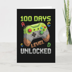 Cartão Nível 100 Dias de Escola Desbloqueado Estilo Gamer