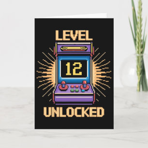 Cartão Nível 12 Desbloquear Aniversário Gamer 12 Anos Víd