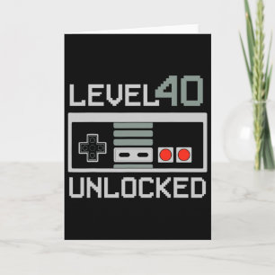 Cartão Nível 40 Desbloqueado Video Gamer Vintage Aniversá