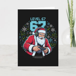 Cartão Nível 67 Gamer Papai Noel Jogos Natal Divertido 